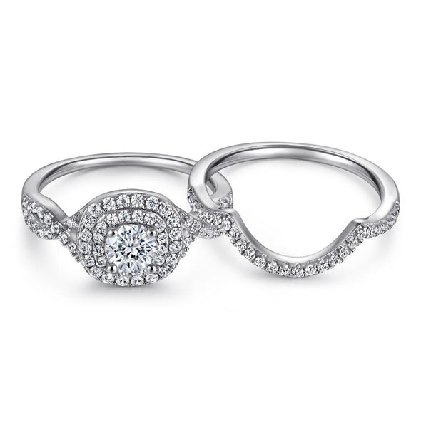 Round Cut Halo Paved Bridal Set