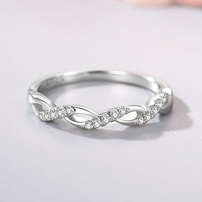 Unique Twist Design Wedding Band In Sterling Silver