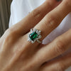 Retro Emerald Cut Sterling Silver Engagement Ring