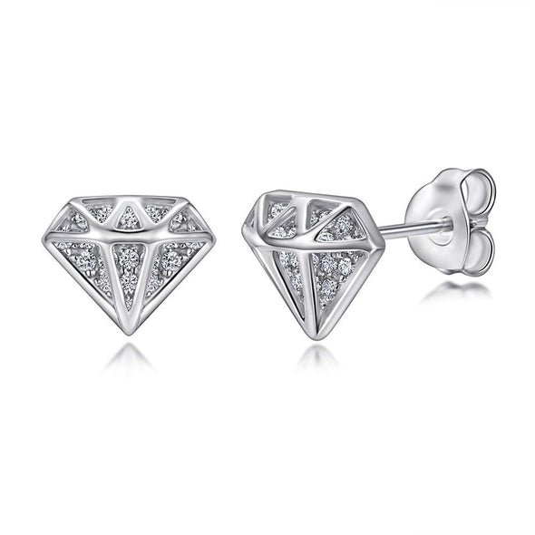 Diamond Sterling Silver Stud Earrings