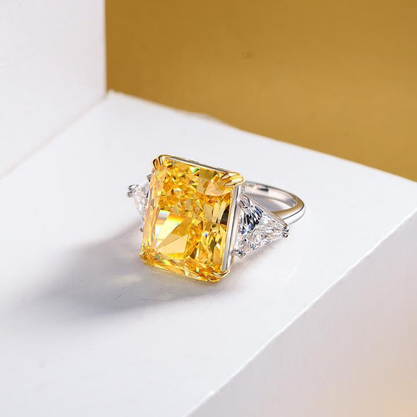 Vintage Emerald Cut Fancy Yellow Engagement Ring