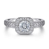 Round Cut Halo Engagement Ring