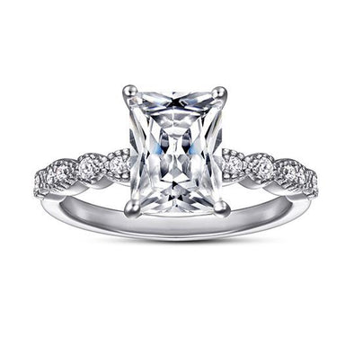 Radiant Cut Half Eternity Engagement Ring