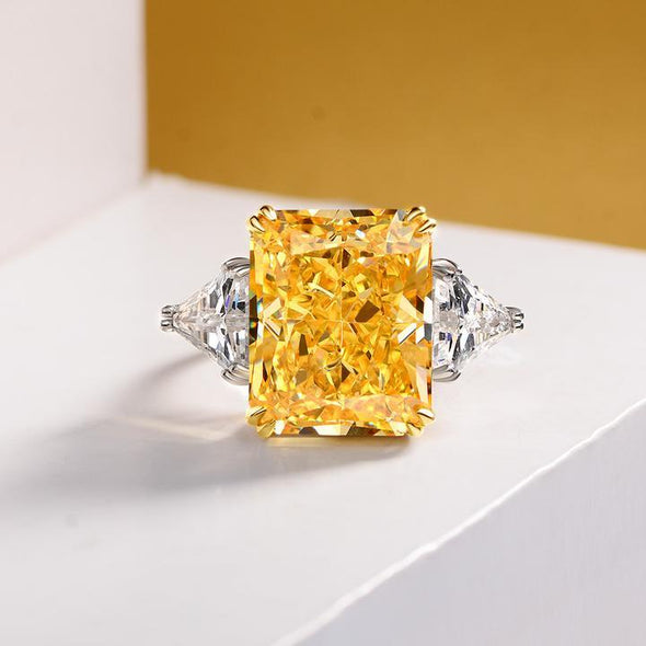 Vintage Emerald Cut Fancy Yellow Engagement Ring