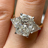 Exclusive Two-Tone Radiant Cut Three Stone Sterling Silver Engagement Ring