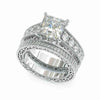 Princess Cut Wedding Bridal Set In Sterling Silver