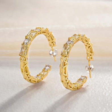 Cushion & Round Cut Hoop Earrings In Sterling Silver