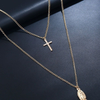 Cross & Pendant Double Layered Necklace