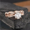 Rose Golden Twist Round Cut Wedding Set in Sterling Silver