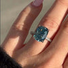 Vintage Blue Cushion Cut Sterling Silver Engagement Ring