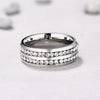 Two Row  Round Cut Titanium Steel Men's Ring