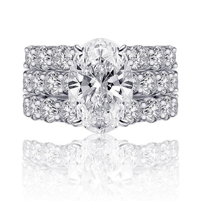 Oval Cut Bridal Set with Half-Eternity Band