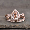 Rose Gold Vintage Pear Cut Twist Bridal Ring in Sterling Silver