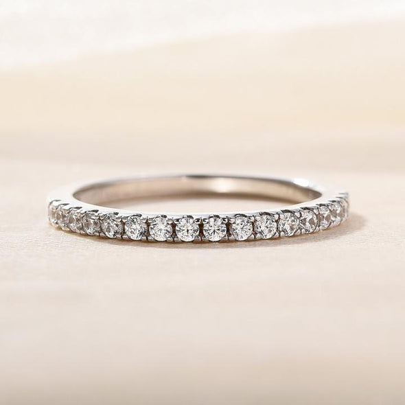 Classic Half Eternity Wedding Band In Sterling Silver