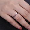 Blue And White Design Half Eternity Wedding Band In Sterling Silver