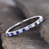 Blue And White Design Half Eternity Wedding Band In Sterling Silver