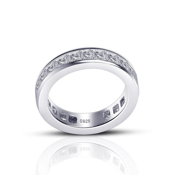 Classic Princess Cut Sterling Silver Wedding Band