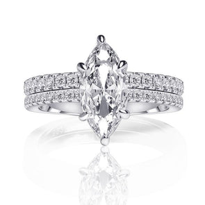 Marquise Cut Engagement Bridal Set