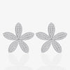 Pave Flower Stud Earrings in Sterling Silver