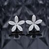 Pave Flower Stud Earrings in Sterling Silver