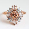 Vintage Cluster Oval Cut Engagement Ring In Rose Golden Tone