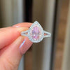 Pink Double Halo Pear Cut Engagement Ring in Sterling Silver