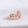 Rose Gold & Silver Art Deco Halo Round Cut Bridal Set Ring in Sterling Silver