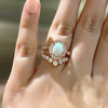 Elegant Rose Golden Tone Oval Cut Opal Bridal Set In Sterling Silver