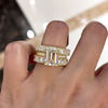 Gorgeous Golden Tone Emerald Cut 3PC Wedding Set In Sterling Silver