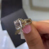 Stunning Emerald Cut Dainty Insert Wedding Bridal Set In Sterling Silver