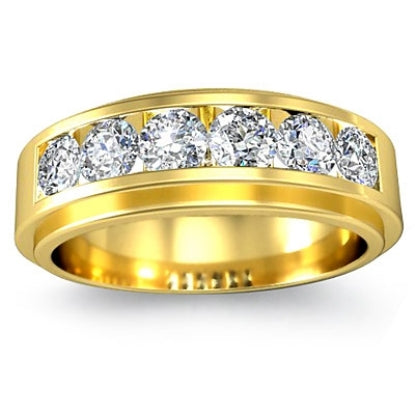 Round Cut Half Stone Wedding Band for Men