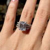 3.25 Ct Emerald Cut Solitaire Ring Side Stone Marquise Cut Bridal Set in Sterling Silver