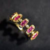 Vintage  Geometric Baguette Ruby Ring in 925 Sterling Silver