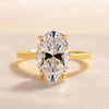 Oval Cut Solitaire Golden Color Engagement Ring In Sterling Silver