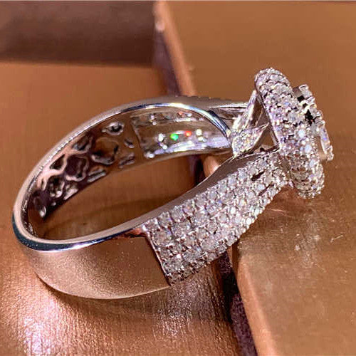 Sparkling Luxury Pave Engagement Ring in Sterling Silver