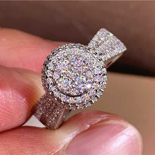 Sparkling Luxury Pave Engagement Ring in Sterling Silver