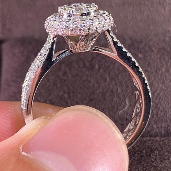 Sparkling Luxury Pave Engagement Ring in Sterling Silver