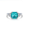 Three Stone Princess Cut Paraiba Tourmaline Ring in Sterling Silver