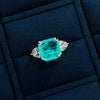 Three Stone Princess Cut Paraiba Tourmaline Ring in Sterling Silver