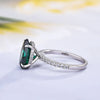 Classic Oval Cut Solitaire Emerald Green Engagement Ring In Sterling Silver