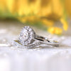 Round Cut Halo Floral Bridal Set Ring in Sterling Silver