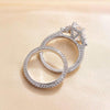 2 pcs Radiant Cut Three Stone Wedding Ring Bridal Set In Sterling Silver