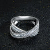 X Criss Cross Ring Wedding Half Eternity Band In Sterling Silver