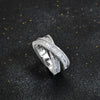 X Criss Cross Ring Wedding Half Eternity Band In Sterling Silver