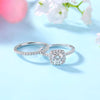 2pcs Cushion Cut Halo Ring Set Bridal Ring Set In Sterling Silver