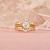 Luxury Round Cut Gold Wedding Ring Set Bridal Ring Set in Sterling Silver