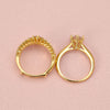 Luxury Round Cut Gold Wedding Ring Set Bridal Ring Set in Sterling Silver