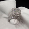 3.0 Carat Halo Cushion Cut Sterling Silver Bridal Set